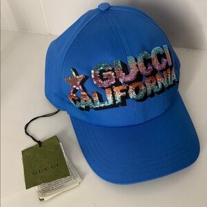 Gucci Blue California Sequin Cap 🧢 ✨🫶🏼 NWT